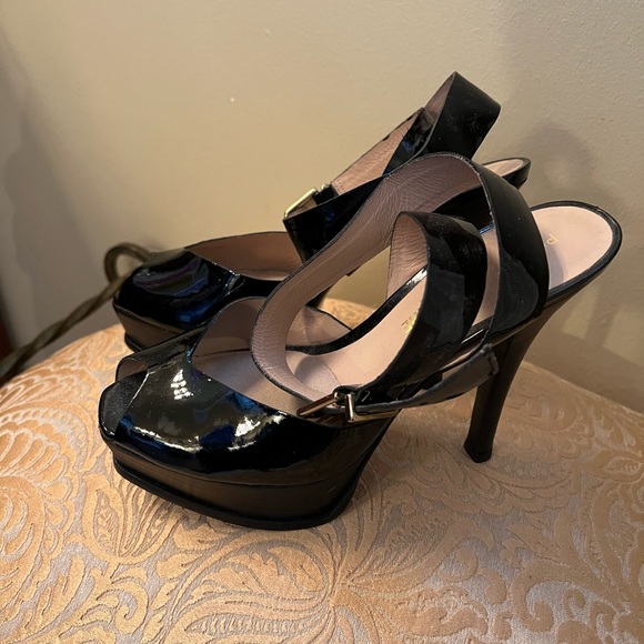 Beautiful pour la Victorie black patent platform shoes size 6 1/2 - Picture 3 of 6